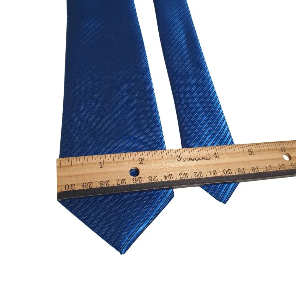 R Junior Children Boy Silk Blue Striped Necktie Size 8-10 Gift Formal Clothing